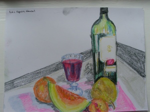 Sketch for coloured tonal study. Pastels.